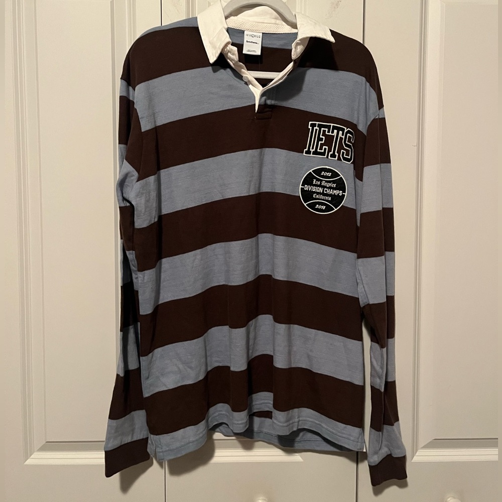 NWT Iets Frans / Urban Outfitters Striped Long Sleeve Polo Oversized Size S